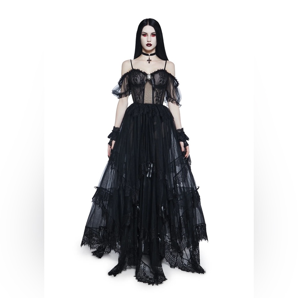 Dolls Kill Black Sheer Mesh Maxi Dress